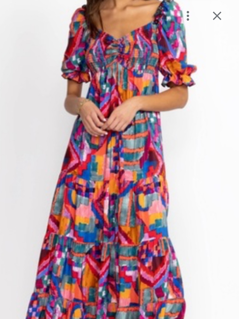 Johnny Was Multicolor Abstract Print Maxi Dress - Pink, Blue, Orange